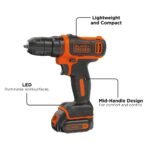 BLACK+DECKER 12V MAX Cordless Drill & Home Tool Kit, 60-Piece (BDCDD12PK) - Image 4