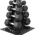 Fitvids Rubber Coated Hex Dumbbell Set with Storage Rack (100 lb)