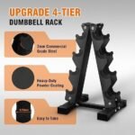 Fitvids Rubber Coated Hex Dumbbell Set with Storage Rack (100 lb) - Image 2